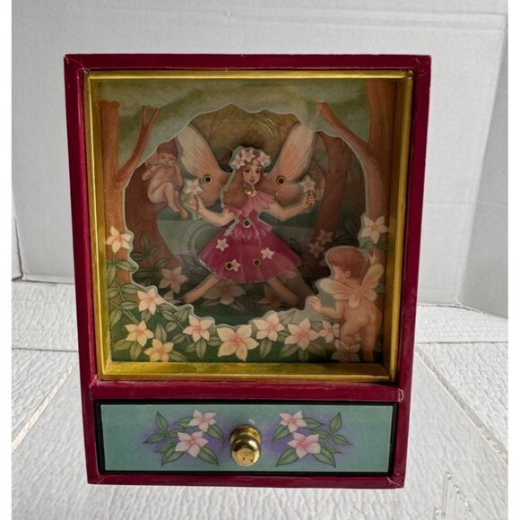 VTG Sankyo Shoji Animated Dancing Fairy Shadow Music Jewelry Trinket Box - Picture 3 of 12